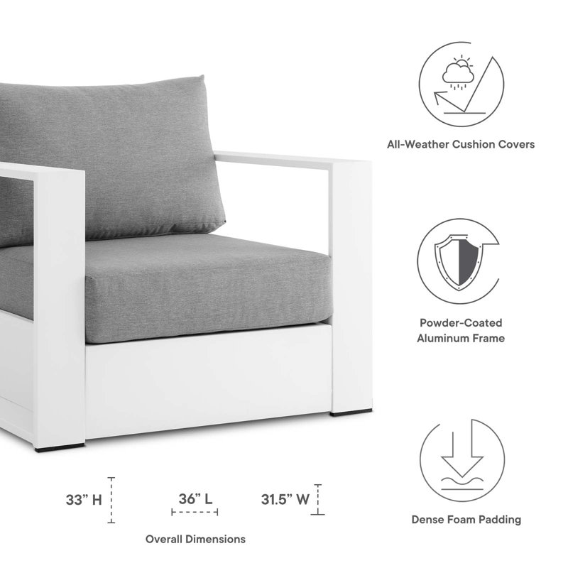 Tahoe Modern 72" Gray and White Aluminum Outdoor Armchair Set