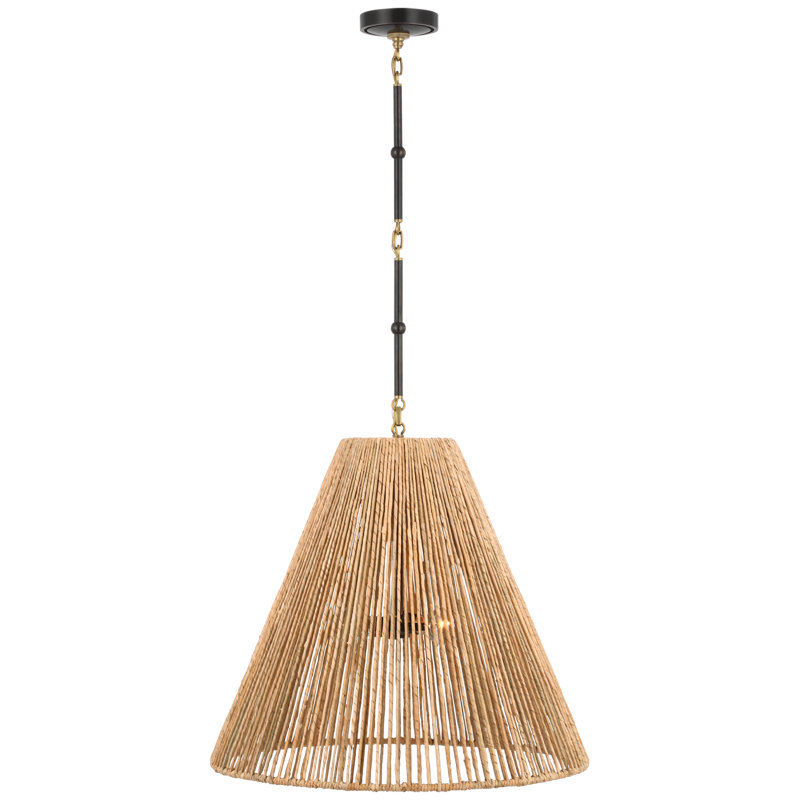 Goodman Pendant by Thomas O'Brien, 22.75" H x 24" W x 24" D, Bronze/Hand Rubbed Antique Brass