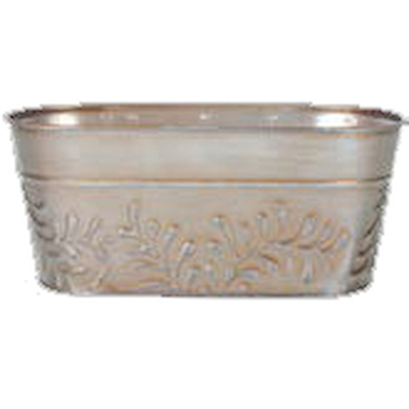 Pot à fleurs en métal Halton, H 4,25 po x l 9,75 po x P 5,13 po, Argent
