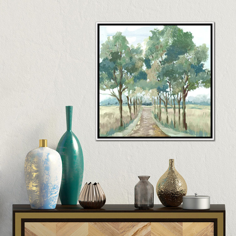 «Green Landscape Reverie», reproduction d'art murale encadrée, H 18 po x l 18 po, Reproduction encadrée sans passe-partout