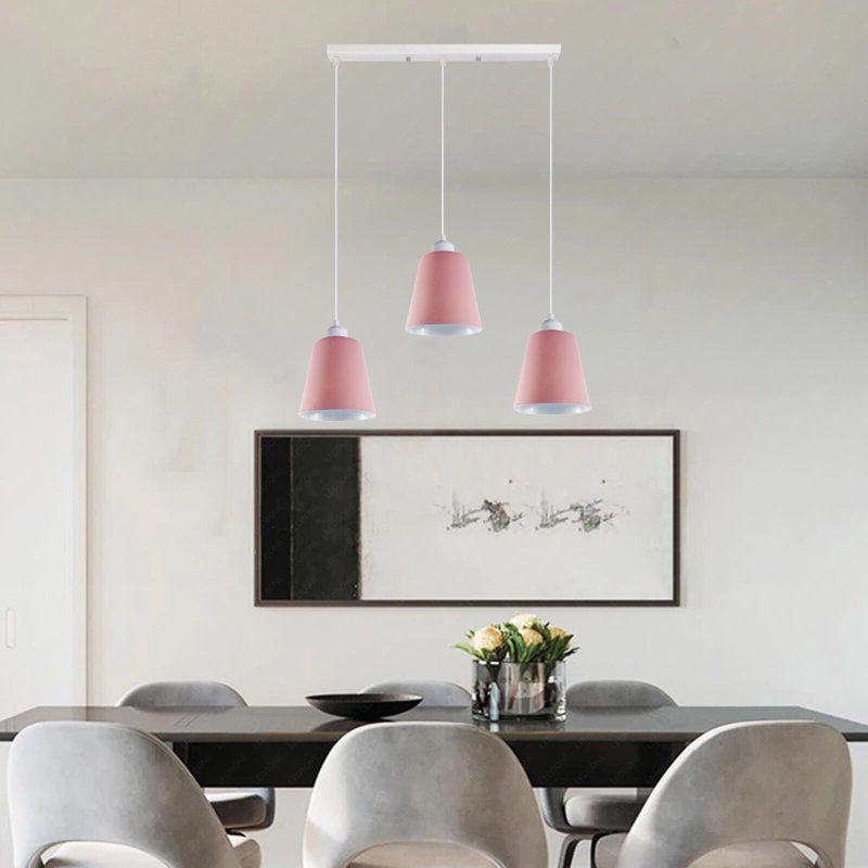 Humeyra 3 - Light Kitchen Island Pendant, Pink/White, Yes