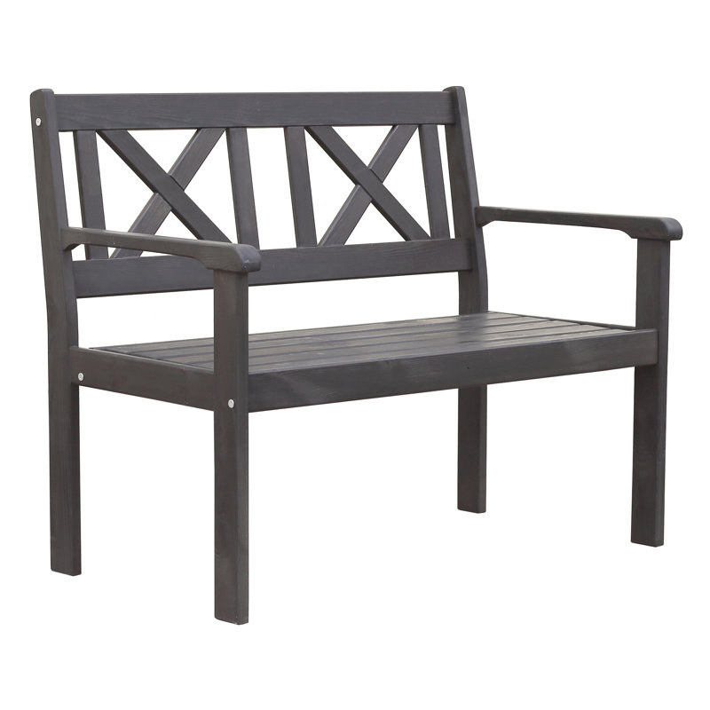 Sharadan Solid Wood Pine Outdoor Bench, 88cm H x 107cm W x 64cm D, Grey