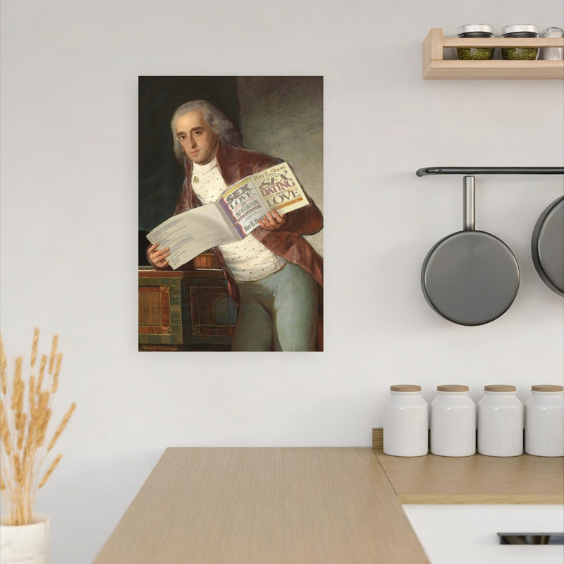 Gentleman Dating Colorful Retro Romantic Wall Art Print 1 Piece Wrapped Canvas Wall Art, 45.72cm H x 30.48cm W