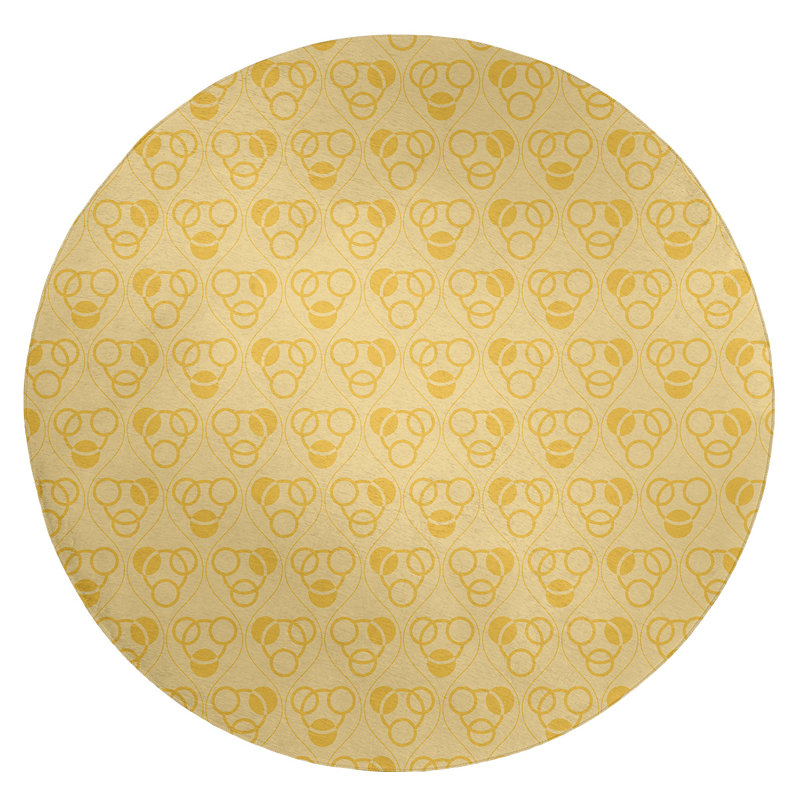 Tapis jaune citron et cercles monochromes, Rond 5 pi