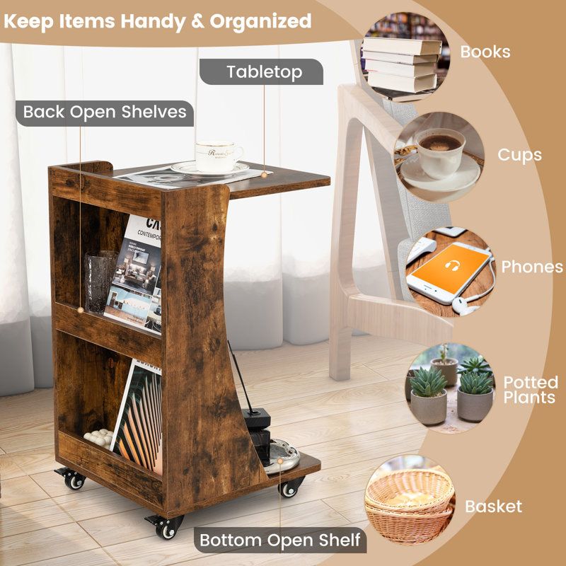 Amaad Floor Shelf End Table, Brown
