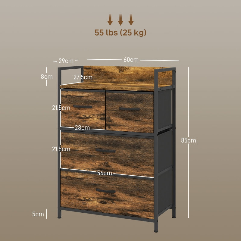 60cm W 4 - Drawer Chest of Drawers