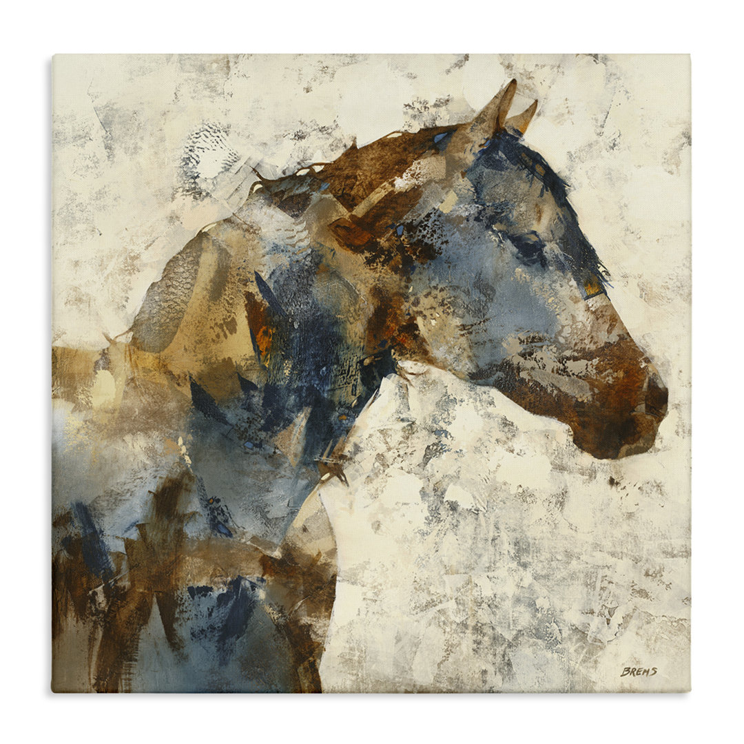 " Abstract Horse Layered Blocked Strokes Earth Tones " by Scott Brems Stupell Industries 