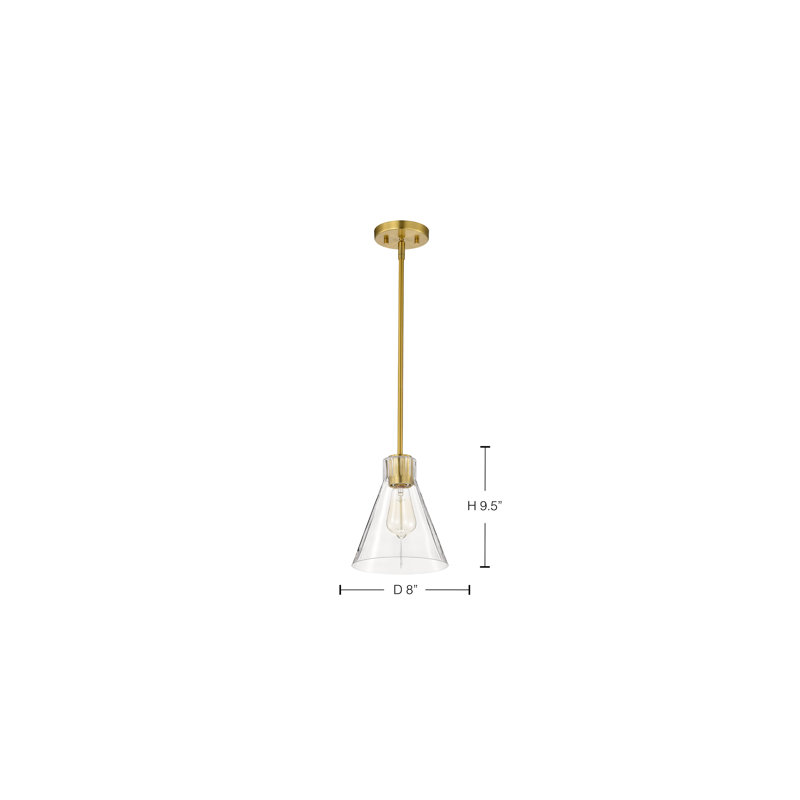Luminaire suspendu 1 lumière Anine Gianna, Laiton rétro, H 9,5 po x l 8 po x P 8 po