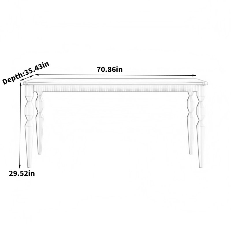 Table de salle à manger American Light, H 29,52 po x L 70,86 po x l 35,43 po