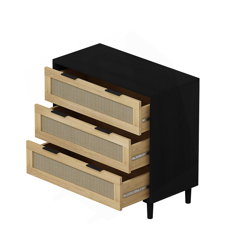 Commode d'appoint Aidelyn, Noir, noir, noir, noir