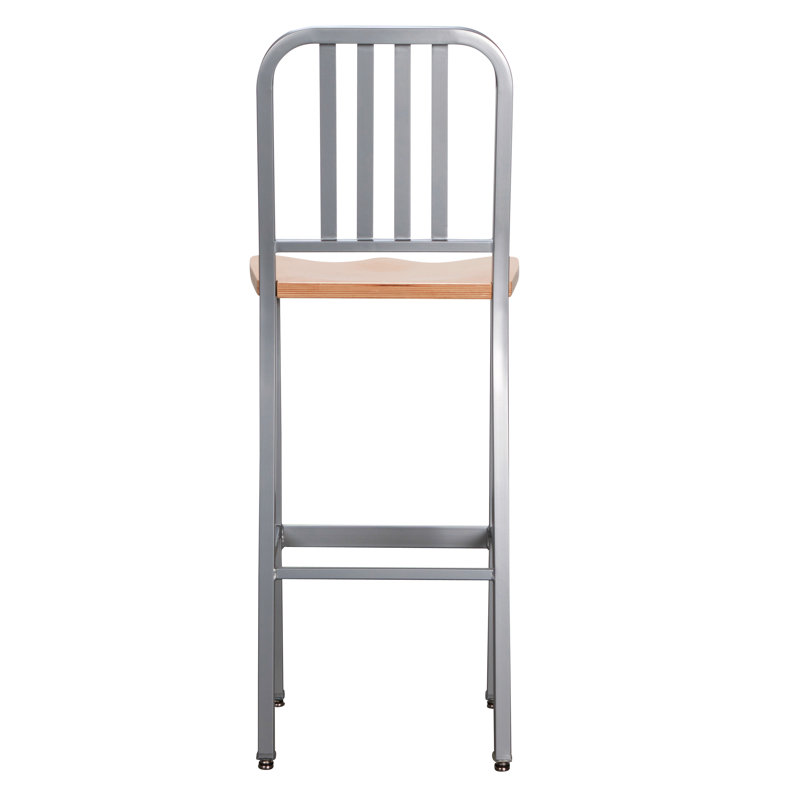 Ockton Counter Stool with Metal Frame, Silver