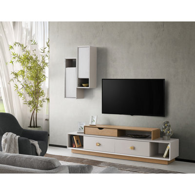 Keikei TV Stand for TVs up to 65" with Fireplace Included