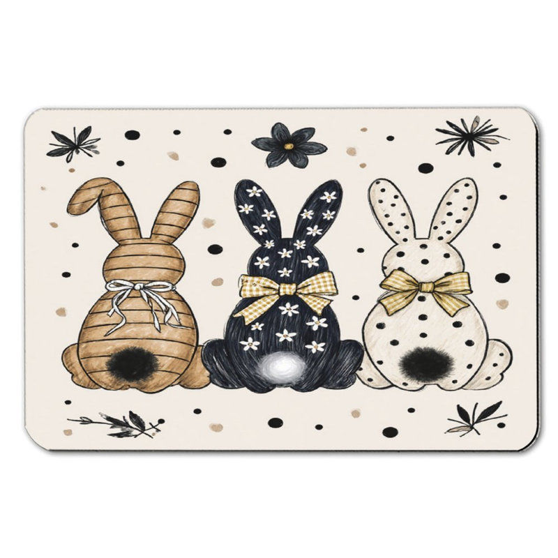 Tapis de bain Three Bunnies with Bows, 16 x 24 po