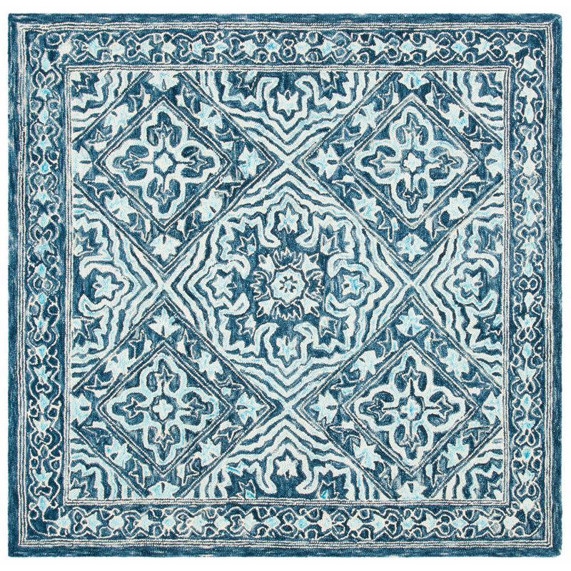 Rubalcava Hand Tufted Wool And Cotton Oriental Rug, Square 6'