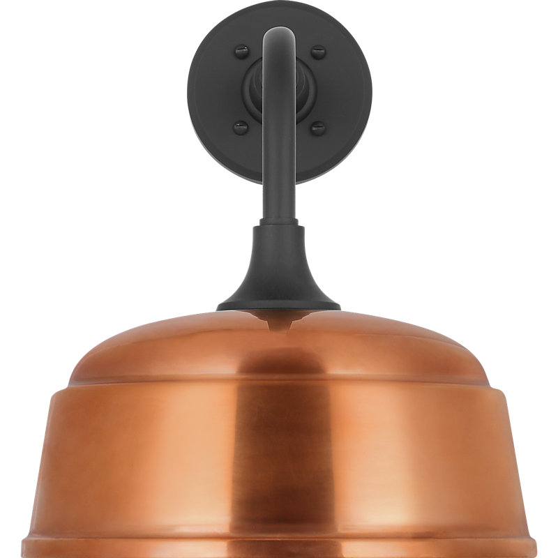 Thomas O'Brien 1 - Light Outdoor Barn Light, Matte Black, 15.25" H x 16.75" W x 12.5" D, Soft Copper