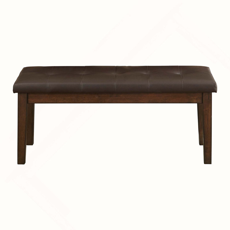 Transitional Wooden Button-Tufted Dining Bench