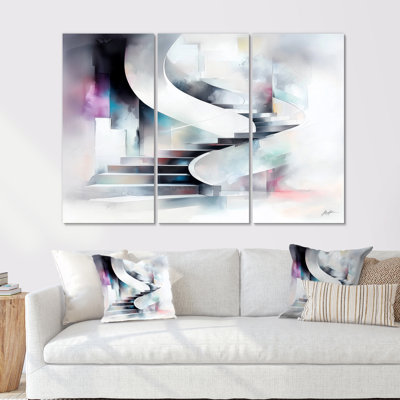 Fractured Light Spiral Staircase - Staircase Wall Art Set