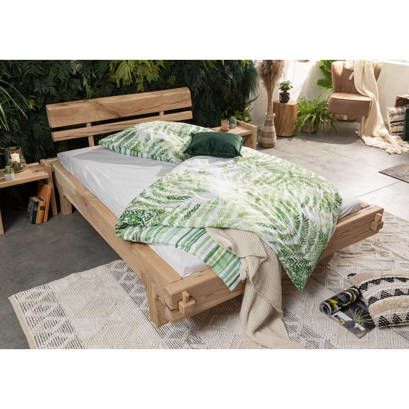 Solid Wood Storage Bed, 140 x 200 cm