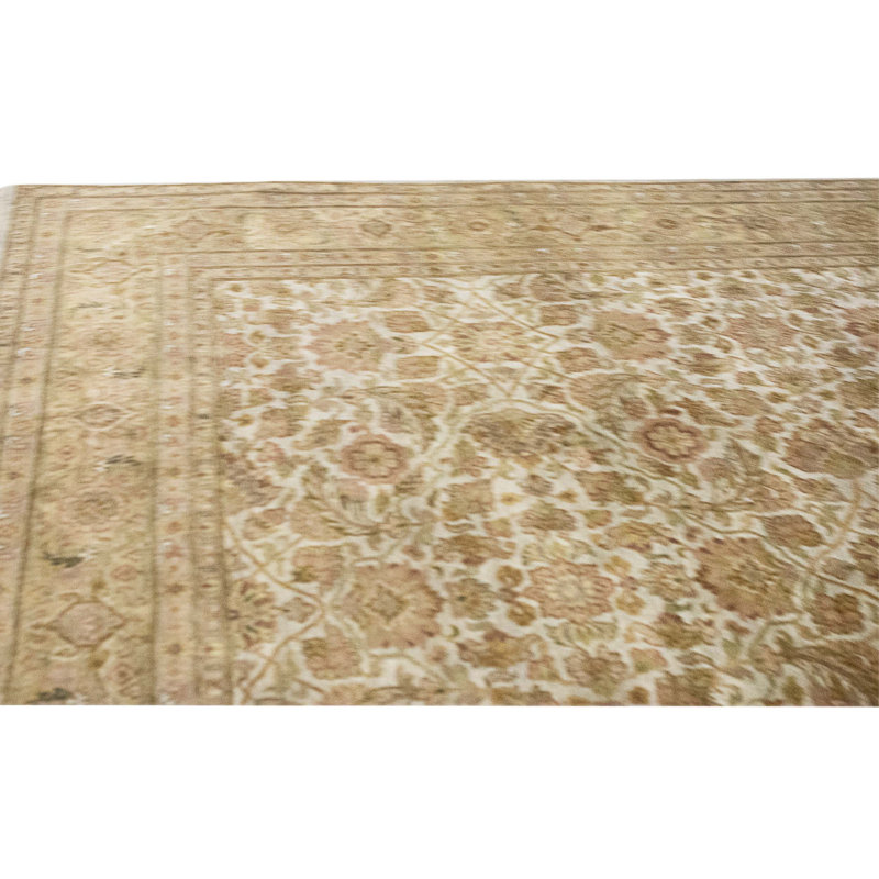 Tapis beige et doré de haute qualité noué à la main