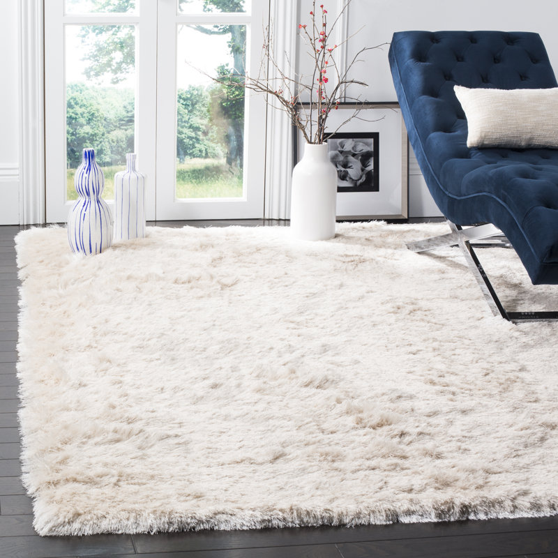 Tapis performance à poil long touffeté à la main abstrait Chamira, Rectangle 5 pi x 7 pi