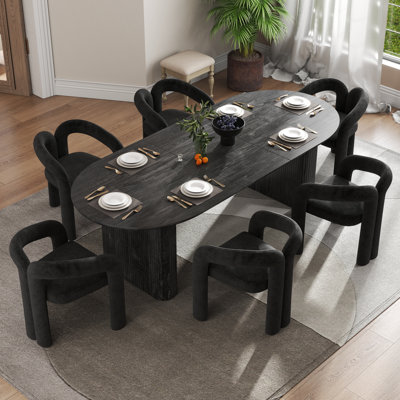 Modern Farmhouse Extendable 59.06" to 90.55" Table Dining Set for 4-8
