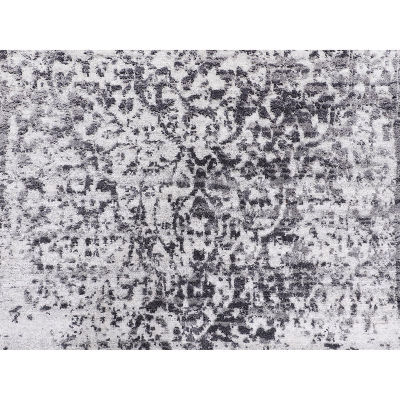 Tapis décoratif noué à la main gris/noir de conception unique 3 pi x 5 pi New Age