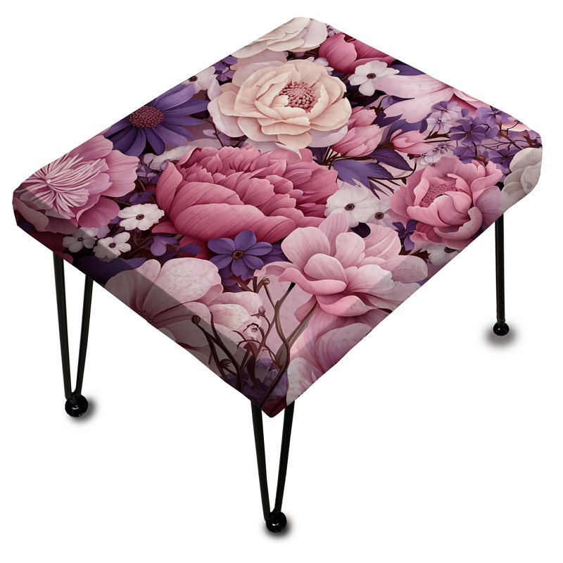 Motif botanique printanier fleurs mauves - repose-pieds rectangulaire floral