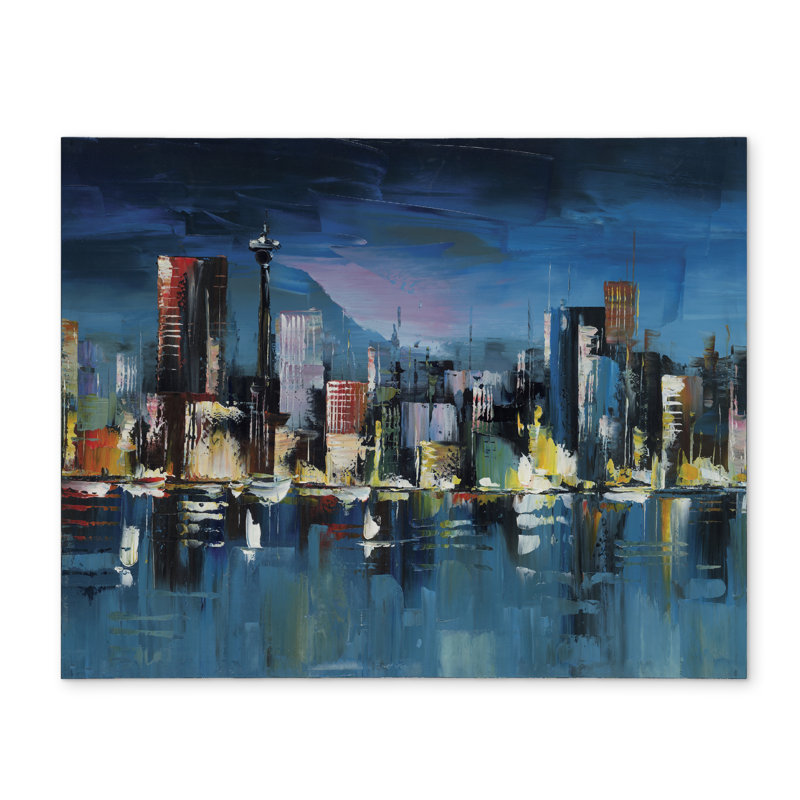 Blue Industrial Polyester Placemat | Night Cityscape Decor