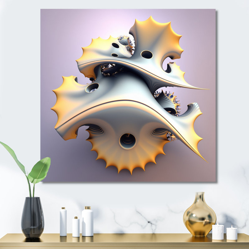 Fractal 3D Universe au pastel futuriste - impression, 16" H x 16" W, Toile tendue