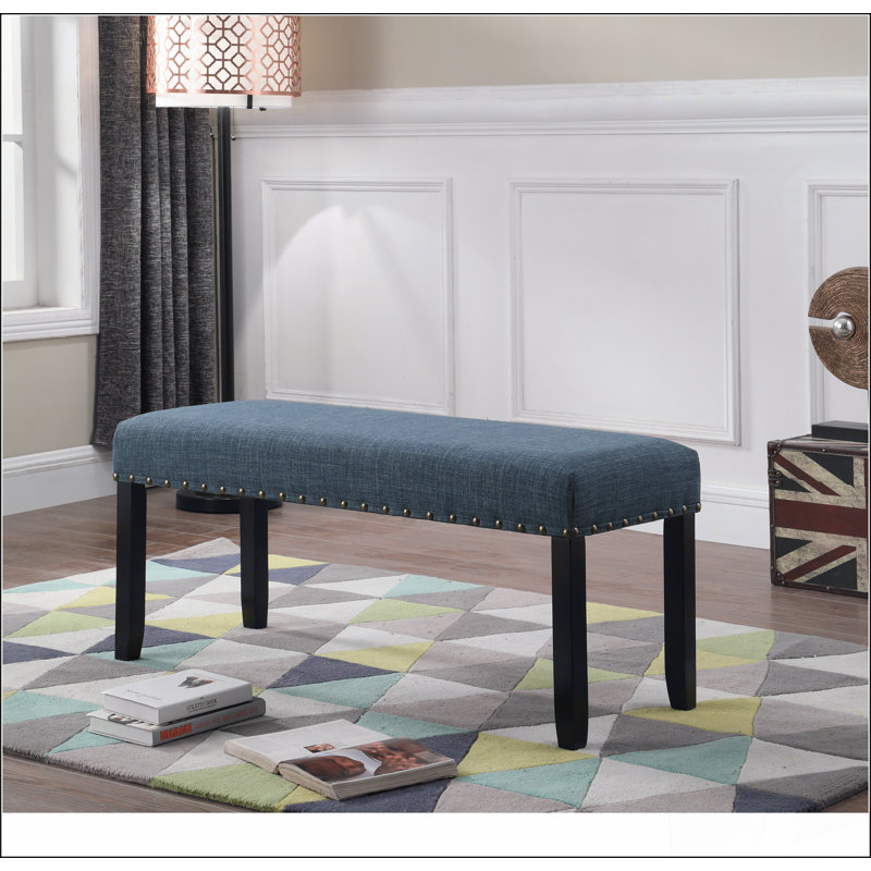 Banc de salle à manger en tissu Biony avec garniture cloutée, conception simple, confortable et durable, banc multifonctionnel