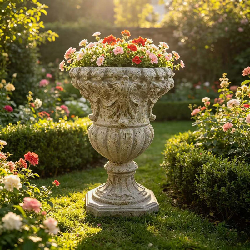 Jardinière MGO avec finition rouille, durable et décorative pour une utilisation extérieure et intérieure, comprend un trou de drainage pour des plantes saines