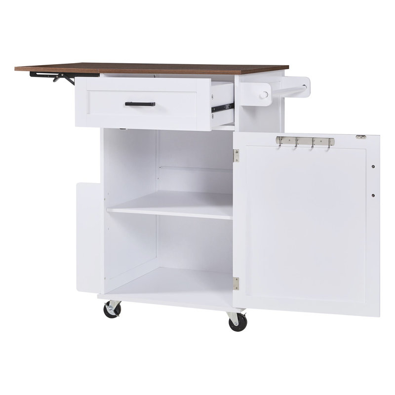 Îlot de cuisine 39,3 po avec abattant, Blanc