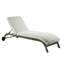 Méridienne de patio - Tissu beige et finition grise, capacité de poids de 220 lb, largeur de siège de 20 po, profondeur de 50 po, hauteur de 16 po, structure en résine, réglable avec 5 positions, coussin épais de 70 mm, densité de mousse D25, 2 roues