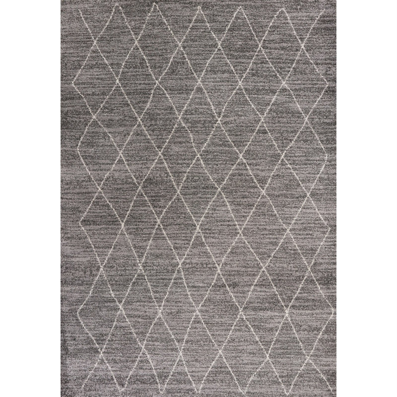 Tapis gris à motif géométrique Pantaleon, Rectangle 5 pi 3 po x 7 pi 7 po