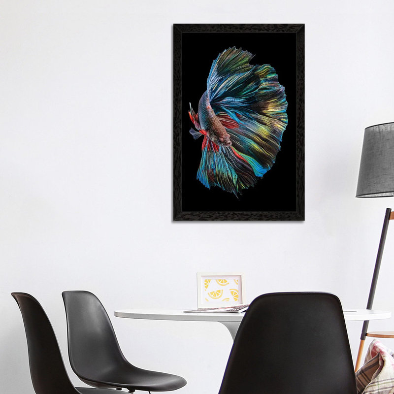 The Betta Fish by Andi Halil - Print on Canvas, 101.6 cm H x 66.04 cm W, Black Floater Framed