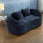Compression Sofas, Dark Blue Chenille 2 Seat, Modern Compact Home Couch
