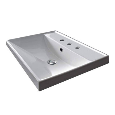 Scarabeo By Nameeks ML 15.7'' Glossy White Vitreous China Rectangular Drop-in, Wall Mount Bathroom Sink with Overflow
