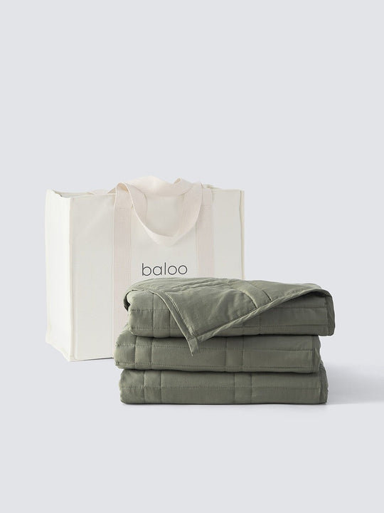 Baloo Living Cool Cotton Weighted Blanket, King, Moss