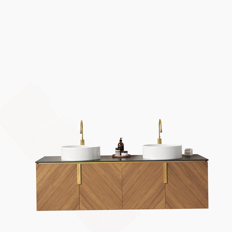 Meuble-lavabo mural moderne avec lavabo, offrant beaucoup de rangement, un assemblage facile et des matériaux de haute qualité pour un espace de salle de bain fonctionnel.