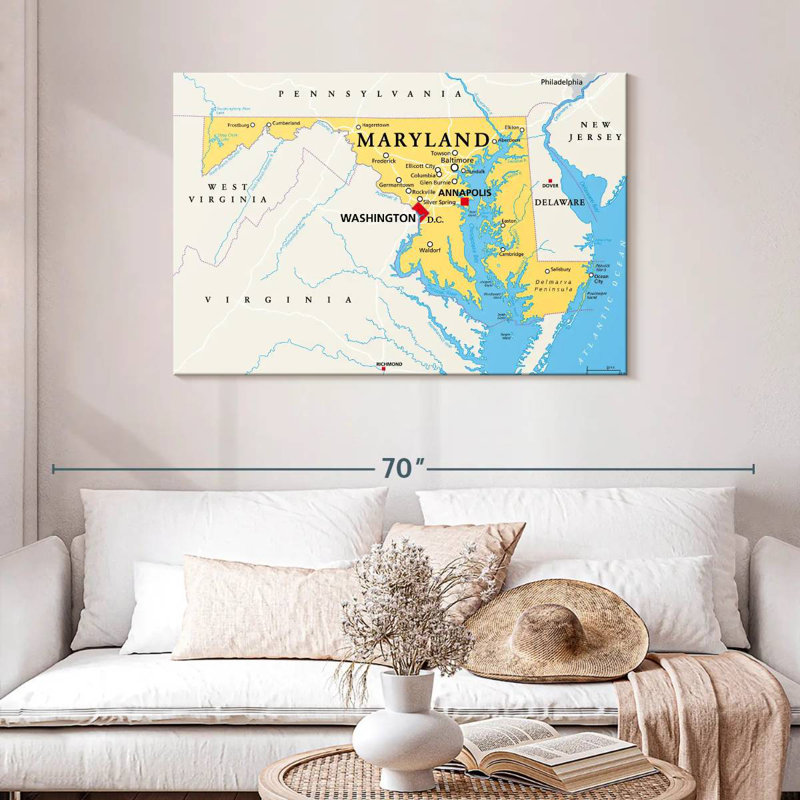 Carte d'Aliaz, Maryland, H 30 po x l 45 po
