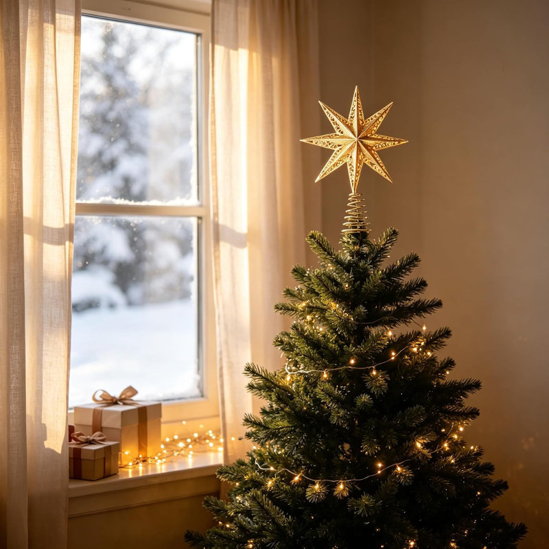 Décoration pour sommet de sapin Golden Hollow Star