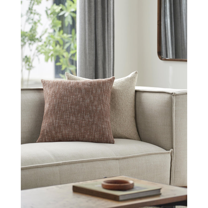 Coussin Danube, 22 po x 22 po, Brun / blanc, Polyester/ Bourre en polyester