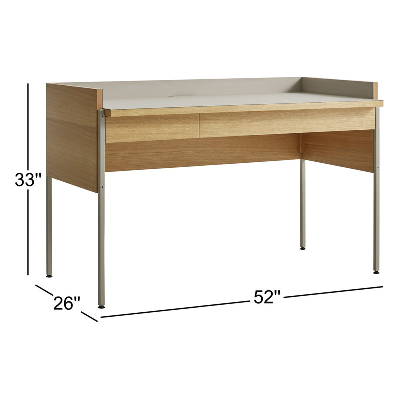 Tabloid Solid Wood Writing Desk, Putty/White Oak