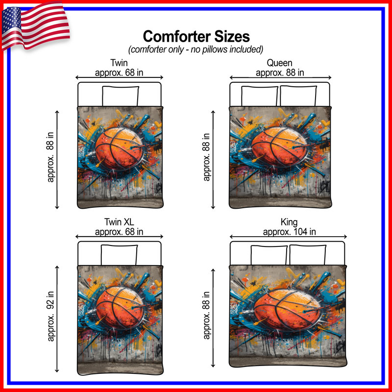 Graffiti Basketball Art Comforter, Twin