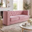 Canapé Chesterfield en velours rose, 215 cm, salon