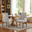 Upholstered Chenille Fabric Accent Dining Chair with Curved Solid Wood Legs-990954132