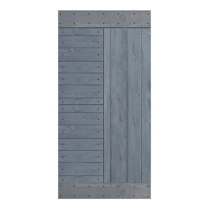 Gray Solid Wood Multipanel Modern Barn Door Slab