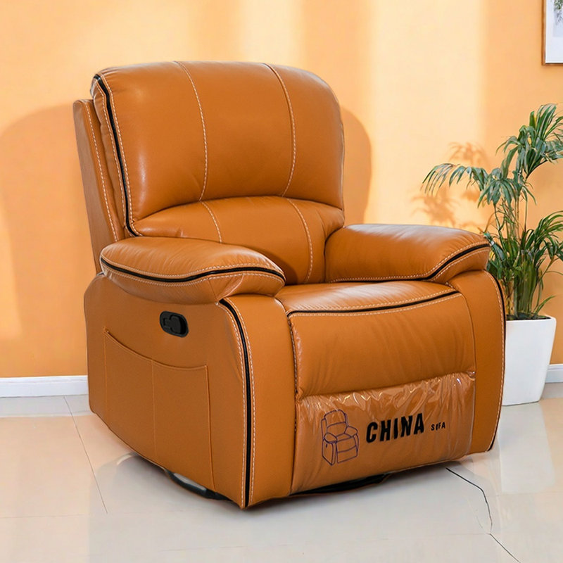 Fauteuil inclinable multifonctionnel en similicuir de salon, Orange