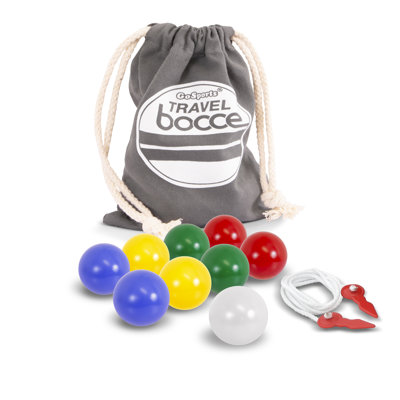 Gosports 40Mm Travel Size Mini Bocce Game Set With 8 Balls, Pallino, Tote Bag And Measuring Rope