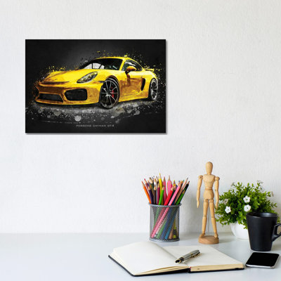 Porsche Cayman Gt4 Acrylic by Gab Fernando - Wrapped Canvas Print